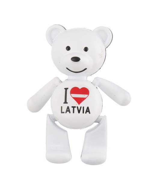 Ledusskapja magnēts lāča formā I Love Latvia